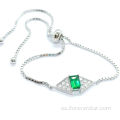 Joyería de venta caliente S925 Pulsera ajustable de plata Emeraldas